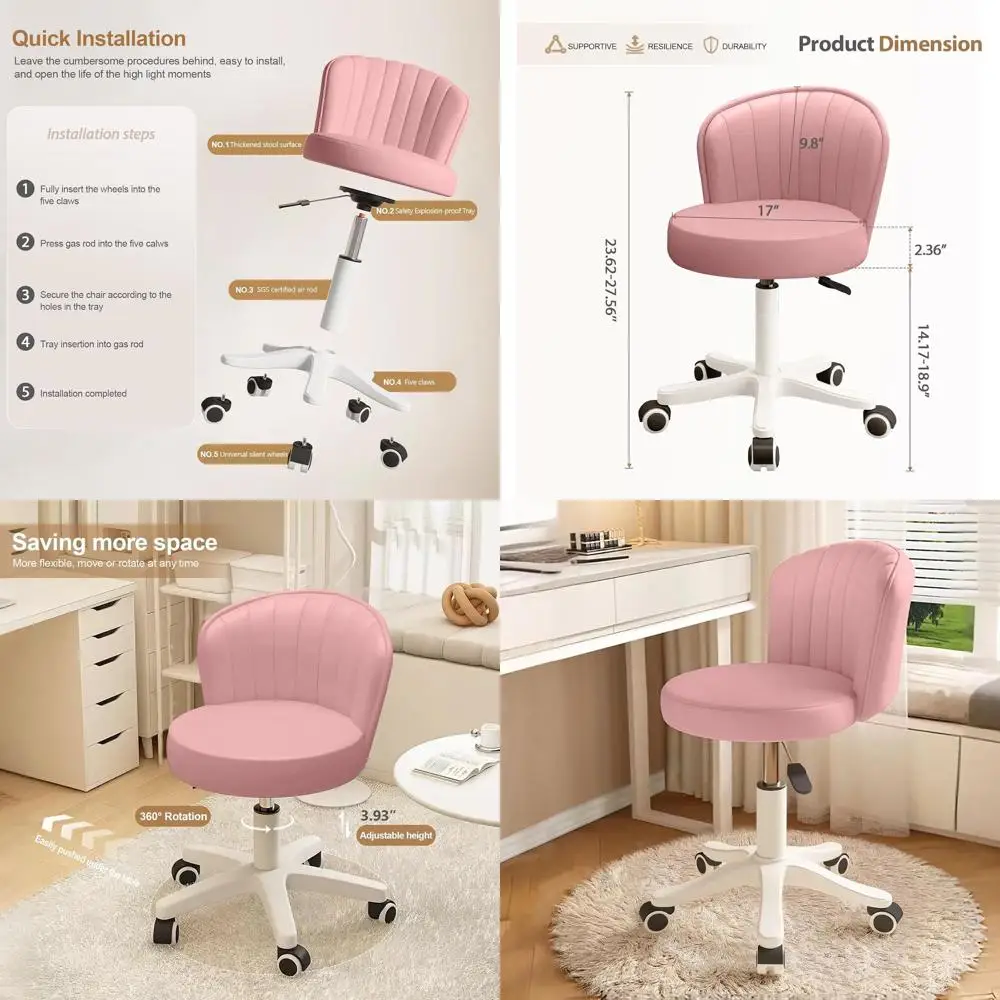 Compact Swivel Desk Chair with Adjustable Height, Low Backrest, and PU Leather for Comfortable Work or Spa Use
Compact Swivel Desk Chair with Adjustable Height, Low Backrest, and PU Leather for Comfortable Work or Spa Use