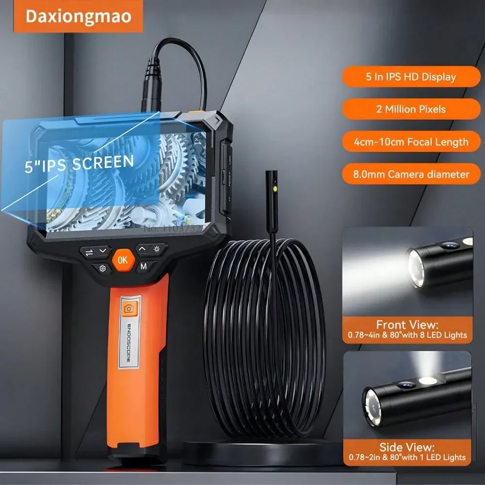 Dual Lens Borescope Inspection Camera With Light 5 IPS Screen Industrial Endoscope Waterproof For Pipe Car Sewer
Dual Lens Borescope Inspection Camera With Light 5 IPS Screen Industrial Endoscope Waterproof For Pipe Car Sewer