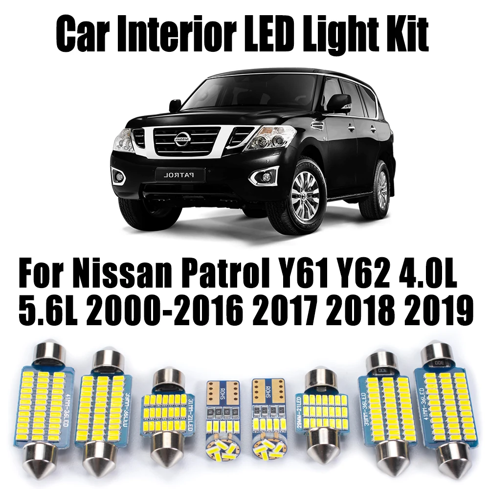 Canbus Vehicle LED Interior License Plate Map Dome Trunk Door Light Kit For Nissan Patrol Y61 Y62 4.0L 5.6L 2000-2019 Car Bulbs
Canbus Vehicle LED Interior License Plate Map Dome Trunk Door Light Kit For Nissan Patrol Y61 Y62 4.0L 5.6L 2000-2019 Car Bulbs