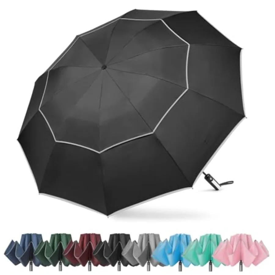 G4Free/ Windproof Inverted Umbrella with Reflective Stripe Large Compact Reverse Golf Umbrella for Rain 10 Ribs Double Canopy T
G4Free/ Windproof Inverted Umbrella with Reflective Stripe Large Compact Reverse Golf Umbrella for Rain 10 Ribs Double Canopy T