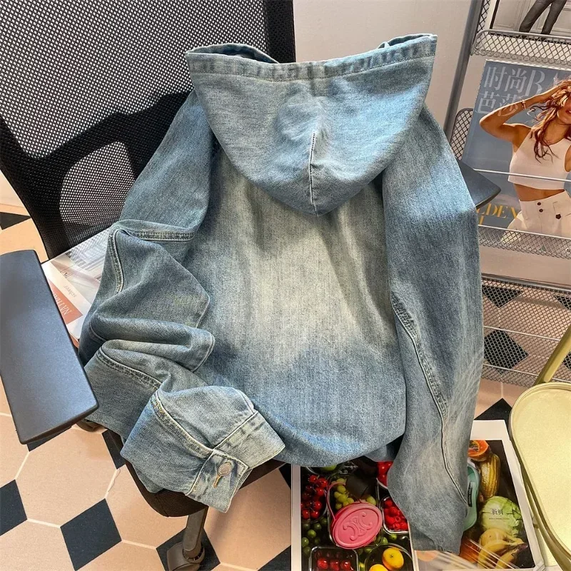 Retro Casual Denim Jacket Women's Fashion Korean Sweatshirt Hooded Loose Sleeve Street Apparel Coat Y2k Top 2023 Ropa Mujer
Retro Casual Denim Jacket Women's Fashion Korean Sweatshirt Hooded Loose Sleeve Street Apparel Coat Y2k Top 2023 Ropa Mujer