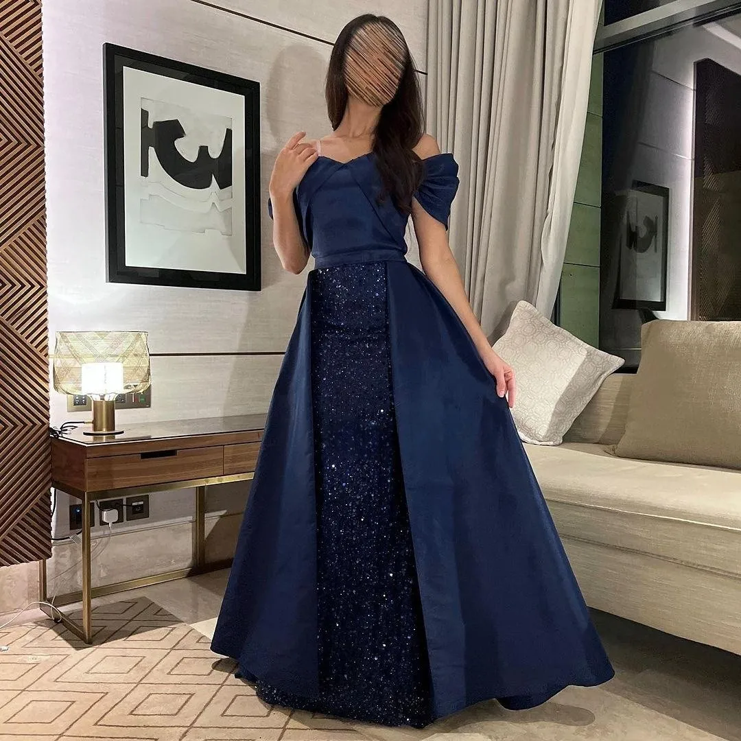 Vintage Dark Navy Sequins Prom Dresses A-Line Sweetheart Short Sleeves Floor Length Party Dresses for Women
Vintage Dark Navy Sequins Prom Dresses A-Line Sweetheart Short Sleeves Floor Length Party Dresses for Women