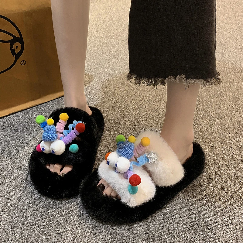 Cute Fleece Lined Cotton Slippers Women's Indoor Wearable Thick Heel Anti-Slip Home Slippers Casual Style Platform Sandals
Cute Fleece Lined Cotton Slippers Women's Indoor Wearable Thick Heel Anti-Slip Home Slippers Casual Style Platform Sandals
