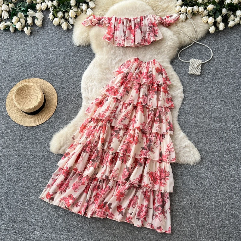 Women Two Piece Sets Cake Skirt Set Off Shoulder Print Floral Tops Long Skirts A Line High Waist Y2k Streetwear Elegant Slim Fit
Women Two Piece Sets Cake Skirt Set Off Shoulder Print Floral Tops Long Skirts A Line High Waist Y2k Streetwear Elegant Slim Fit