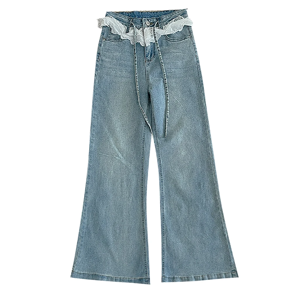 Women's Lace Patchwork Flare Jeans Spring Summer Korean High Waist Pockets Solid Color Denim Pants Casual Long Trousers
Women's Lace Patchwork Flare Jeans Spring Summer Korean High Waist Pockets Solid Color Denim Pants Casual Long Trousers