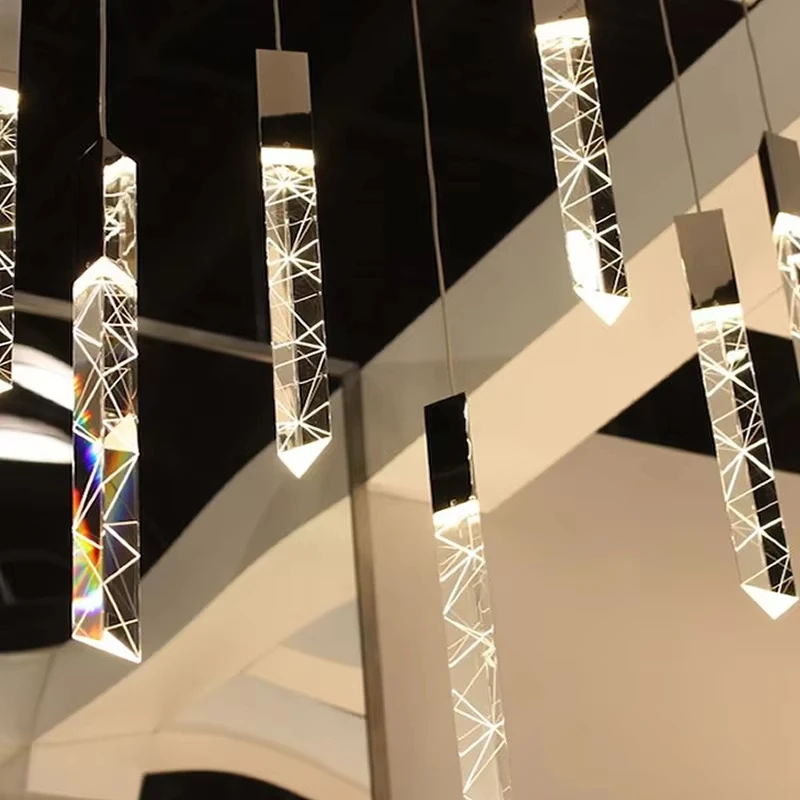 Modern LED Chandelier lights K9 Crystal Chrome Duplex Stair Loft Pendant Lamp Living Room Hotel Ceiling Hanging Light Luxury
Modern LED Chandelier lights K9 Crystal Chrome Duplex Stair Loft Pendant Lamp Living Room Hotel Ceiling Hanging Light Luxury