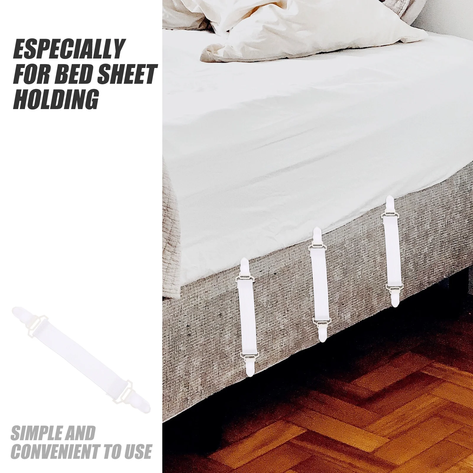 8Pcs Bed Sheet Grippers Elastic Anti-Slip Holders Secure Mattress Sheet Straps Clip Fasteners Bedsheet Clips/straps
8Pcs Bed Sheet Grippers Elastic Anti-Slip Holders Secure Mattress Sheet Straps Clip Fasteners Bedsheet Clips/straps