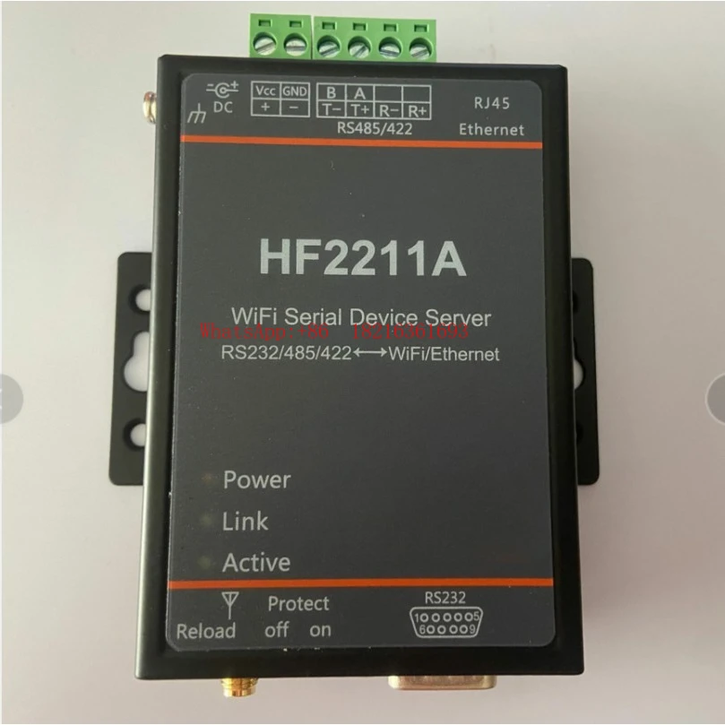 Serial server RS232/485/422 to wifi ethernet dtu networking communication device HF2211 with power supply
Serial server RS232/485/422 to wifi ethernet dtu networking communication device HF2211 with power supply
