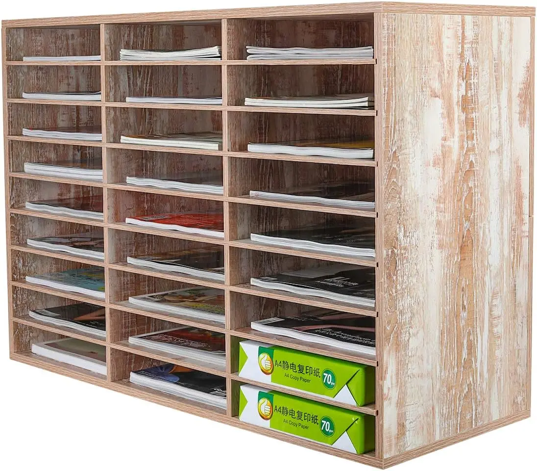 27-Compartment Wood Mail Sorter, Desktop Literature Organizer for Office Home School, Retro White
27-Compartment Wood Mail Sorter, Desktop Literature Organizer for Office Home School, Retro White