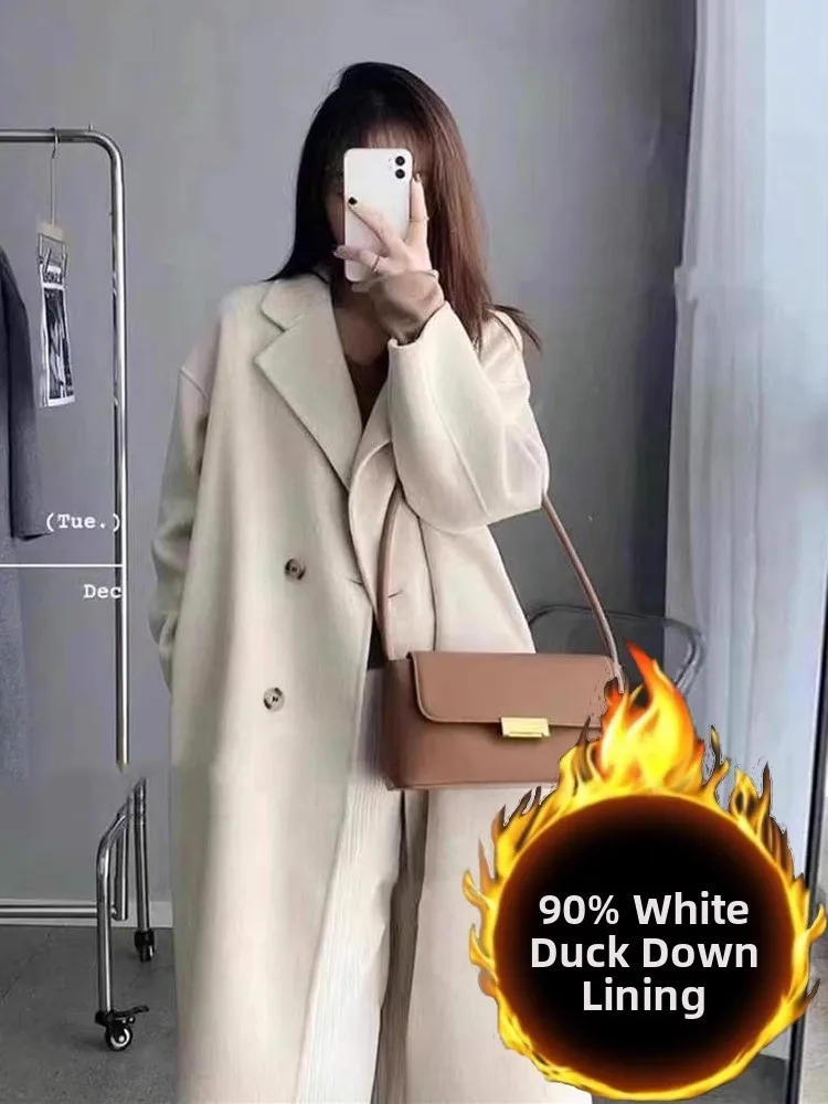 Thickened down Inner Premium Woolen Coat Women's Mid-Length Fashionable Outerwear Korean Style Straight Cut Long Sleeve
Thickened down Inner Premium Woolen Coat Women's Mid-Length Fashionable Outerwear Korean Style Straight Cut Long Sleeve