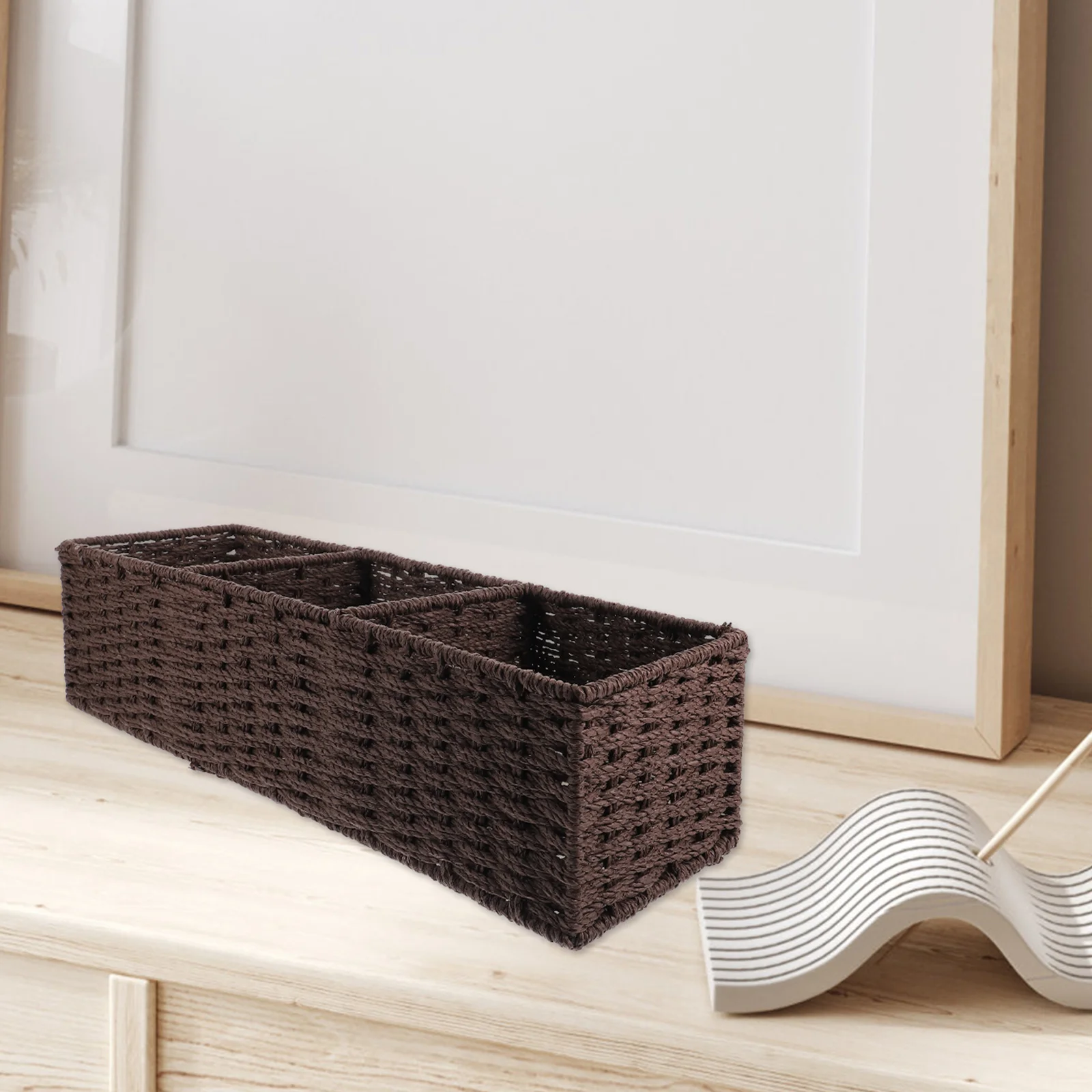 Woven Storage Box 1 Pc 45cmx14.5cmx11.5cm Coffee Color Paper Rope Basket for Home Office Organization Sundries Container
Woven Storage Box 1 Pc 45cmx14.5cmx11.5cm Coffee Color Paper Rope Basket for Home Office Organization Sundries Container