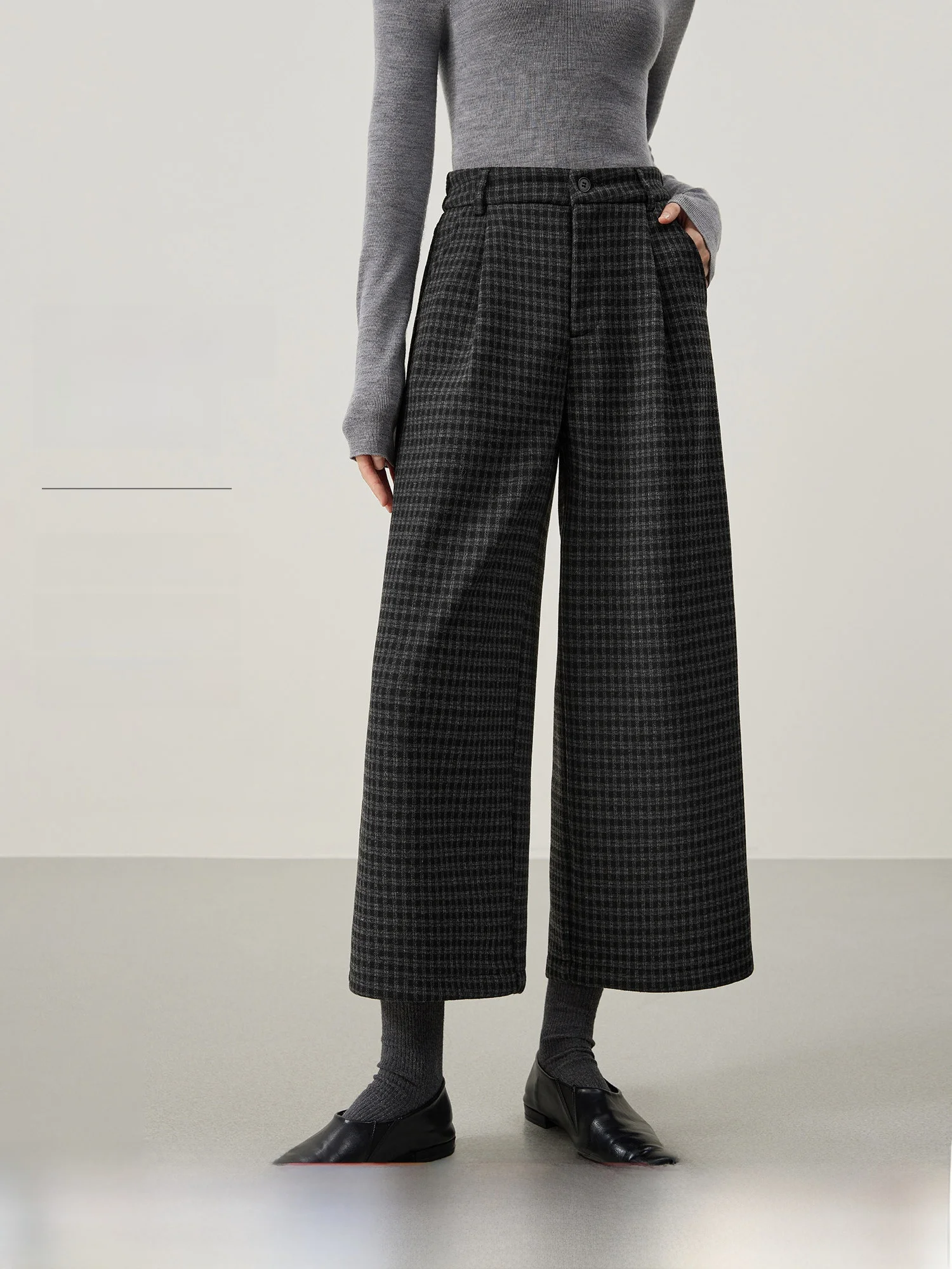 Женские классические твидовые брюки с высокой талией, утепленные, зимние, в клетку, широкие, универсальные, из шерсти, длиной 7/8
Женские классические твидовые брюки с высокой талией, утепленные, зимние, в клетку, широкие, универсальные, из шерсти, длиной 7/8