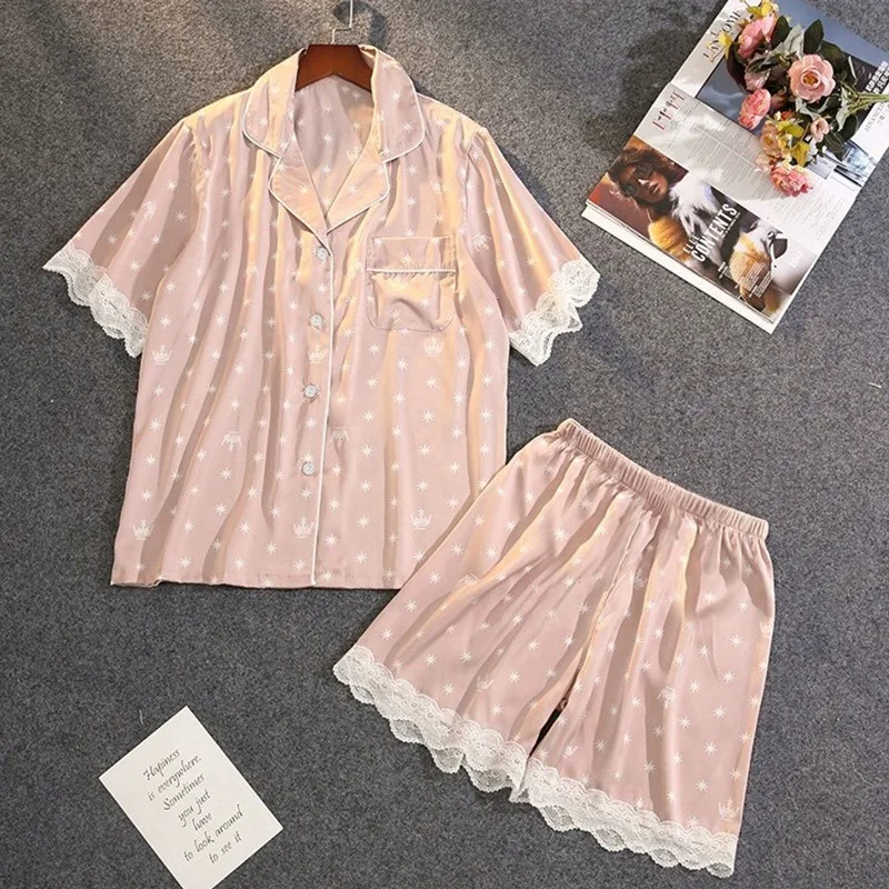 Polka Dot Women Pajamas Summer Sleepwear Short Sleeve Sets 2 Pieces Pocket Night Wears Button Korean Sleeping Home Suit 2025 New
Polka Dot Women Pajamas Summer Sleepwear Short Sleeve Sets 2 Pieces Pocket Night Wears Button Korean Sleeping Home Suit 2025 New