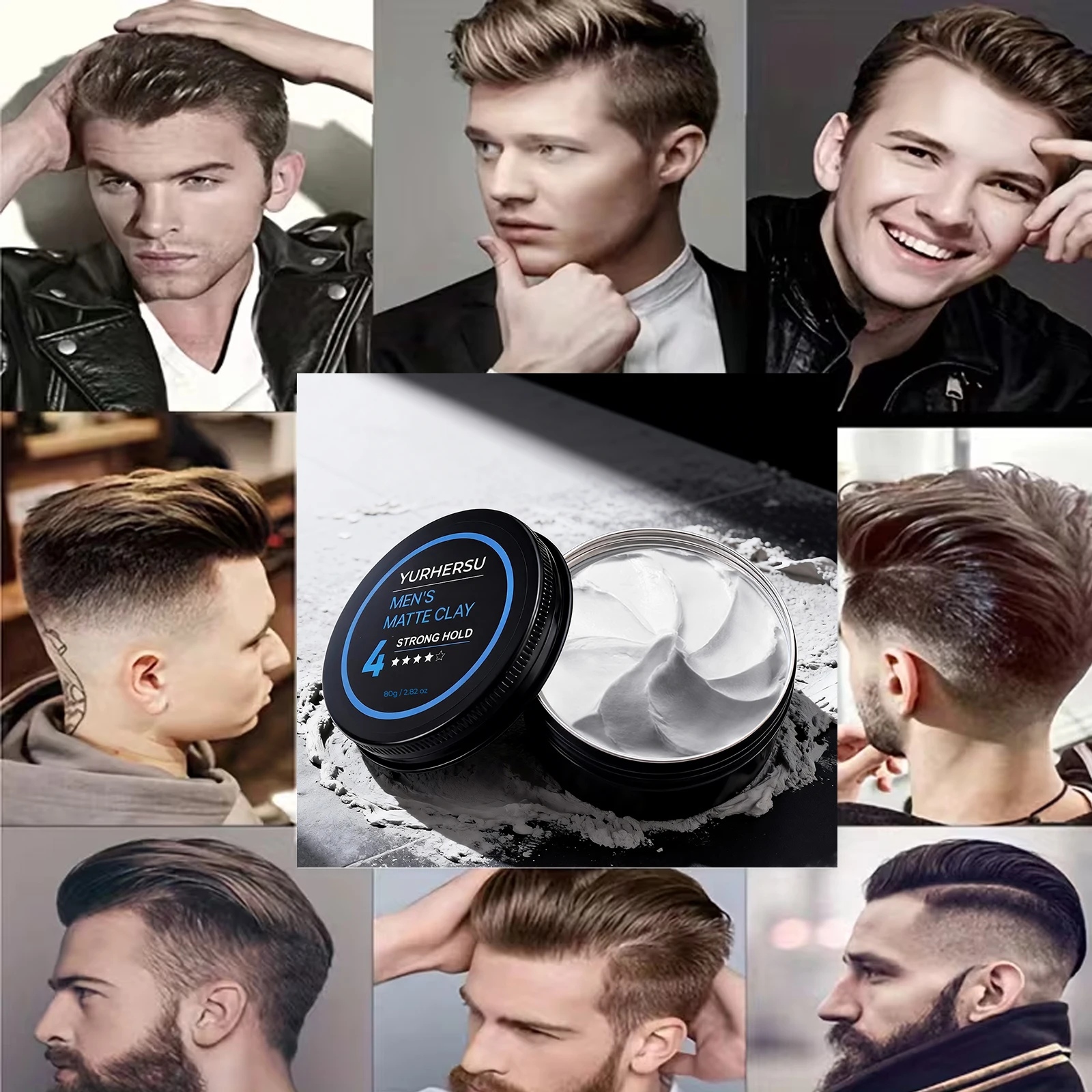Men's Hair Clay Strong Hold Matte Finish Styling Natural Look No Grease 80g
Men's Hair Clay Strong Hold Matte Finish Styling Natural Look No Grease 80g