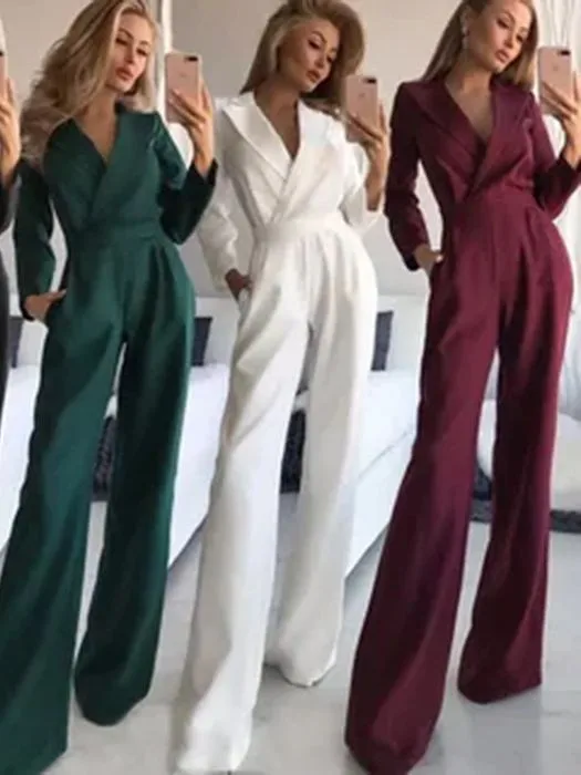 Spring Summer Women's Clothing Elegant Mandarin Collar Mid Waist Wide Leg Jumpsuit For Woman Polyester Straight Cut Full Length
Spring Summer Women's Clothing Elegant Mandarin Collar Mid Waist Wide Leg Jumpsuit For Woman Polyester Straight Cut Full Length