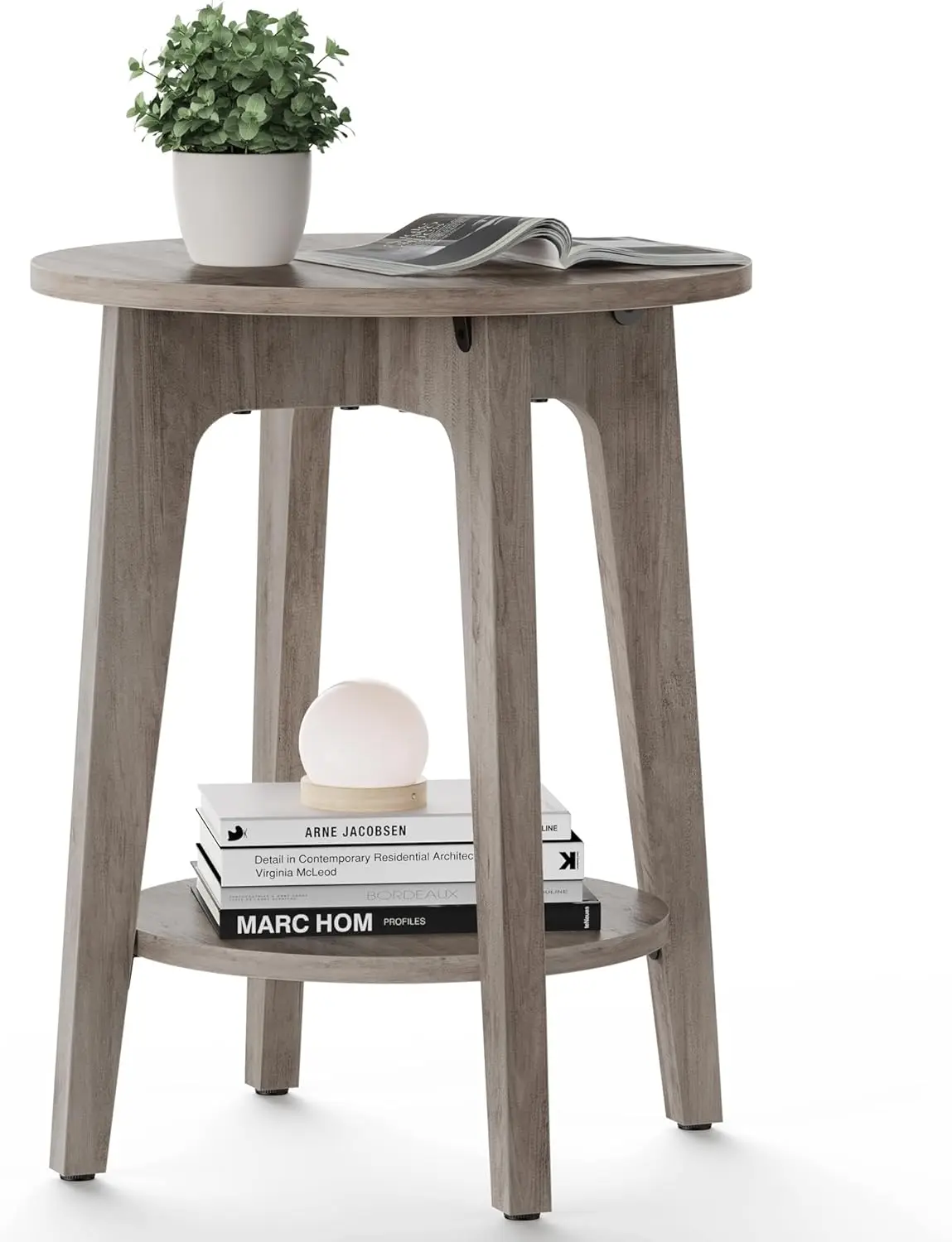 Side Table, Small Round End Table With Lower Shelf, Nightstand For Small Spaces, Living Room, Bedroom, Greige Ulet283T02
Side Table, Small Round End Table With Lower Shelf, Nightstand For Small Spaces, Living Room, Bedroom, Greige Ulet283T02