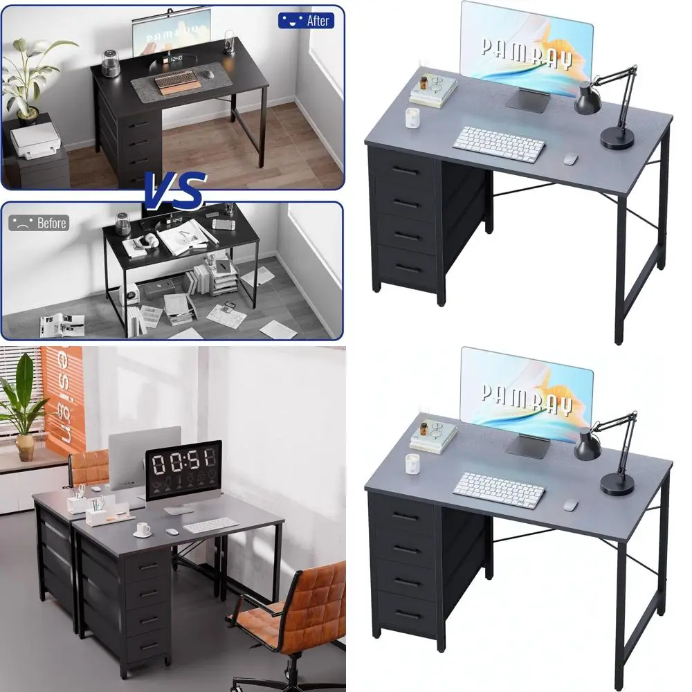 Grey 32 Modern Home Office Desk with 4 Drawers for Study and Writing
Grey 32 Modern Home Office Desk with 4 Drawers for Study and Writing