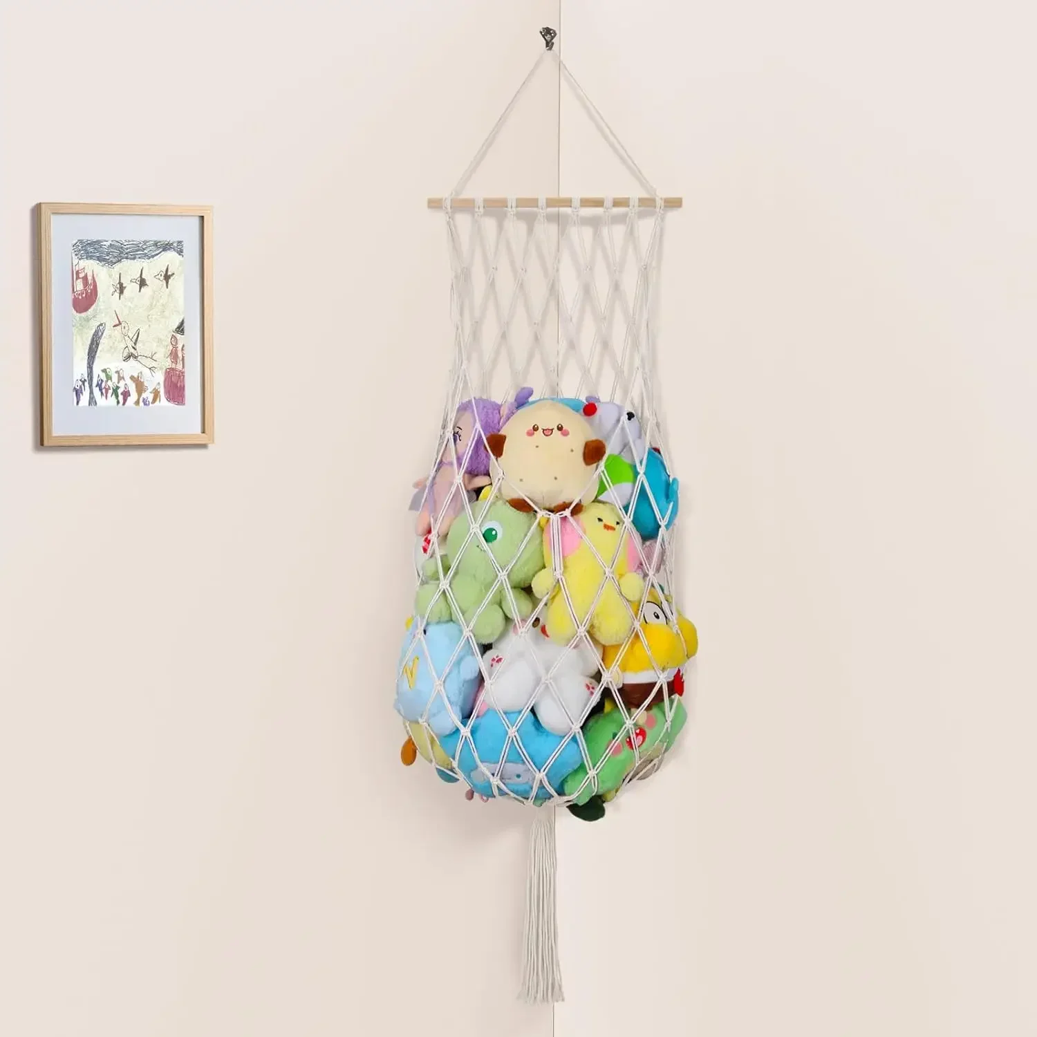68" Jumbo Macrame Vertical Stuffed Animal Hammock Corner - Wall Ceiling Hanging Plushie Holder, Boho Nursery Decor (Cream)
68" Jumbo Macrame Vertical Stuffed Animal Hammock Corner - Wall Ceiling Hanging Plushie Holder, Boho Nursery Decor (Cream)