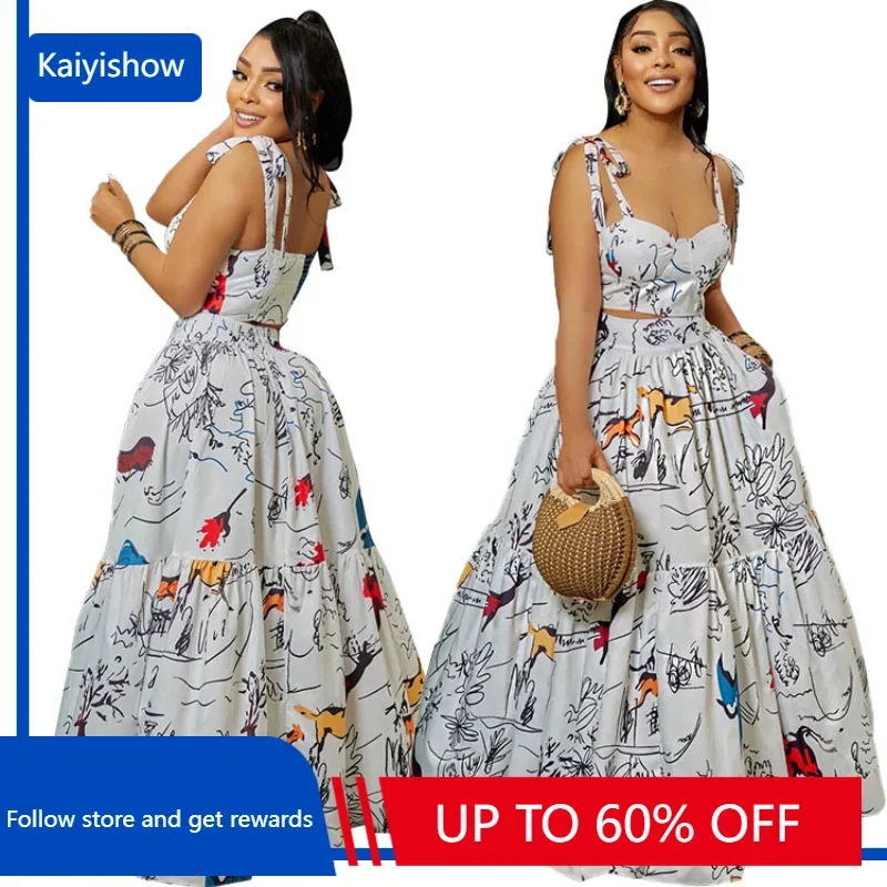 African Clothes for Women Summer Sexy African Women Sleeveless Polyester Printing Two Pieces Top and Long Skirt Matching Sets
African Clothes for Women Summer Sexy African Women Sleeveless Polyester Printing Two Pieces Top and Long Skirt Matching Sets
