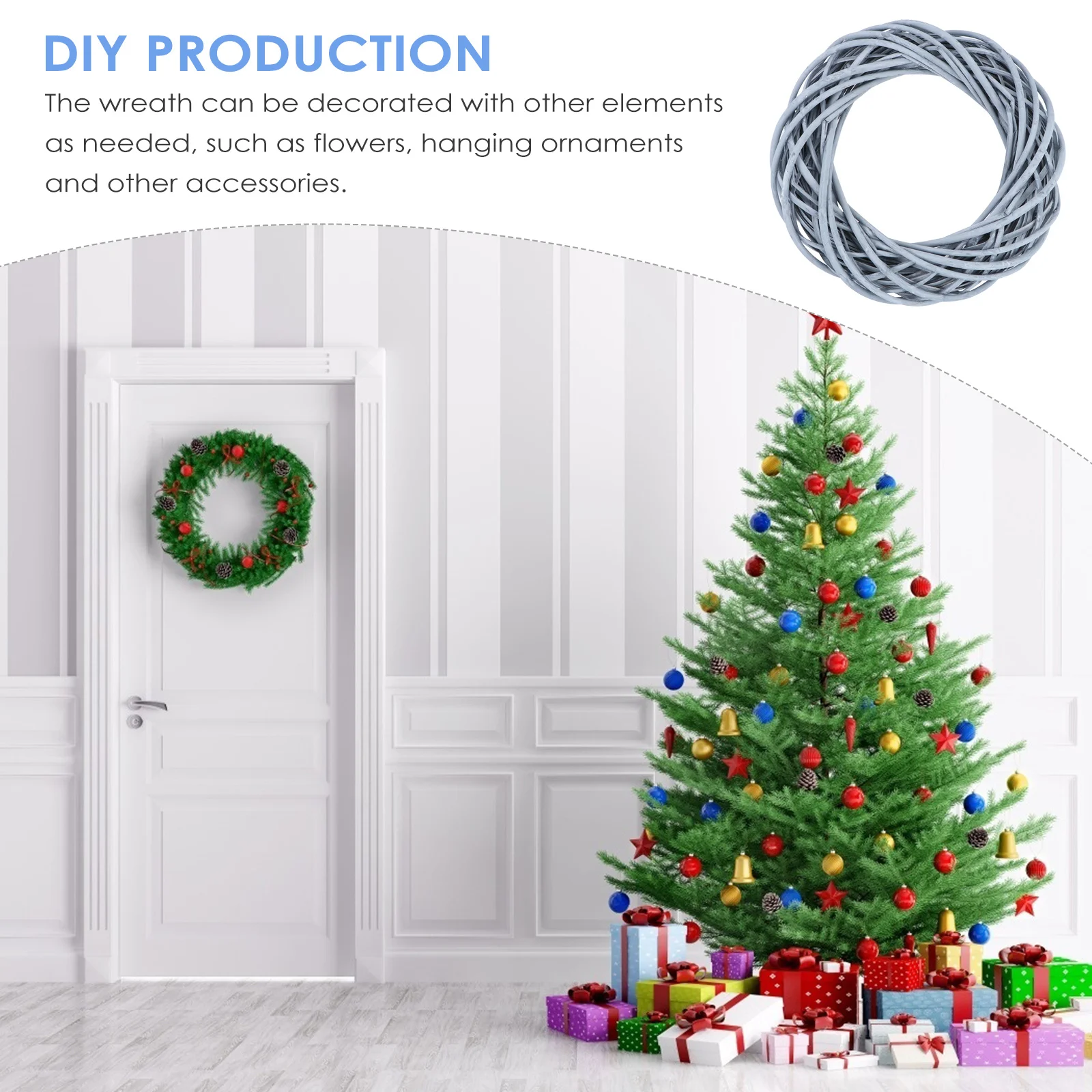1Pcs Natural Willow Rattan Wreath Gray Handmade Rattan Ring DIY Garland for Christmas Home Door Hanging Festival Decor
1Pcs Natural Willow Rattan Wreath Gray Handmade Rattan Ring DIY Garland for Christmas Home Door Hanging Festival Decor