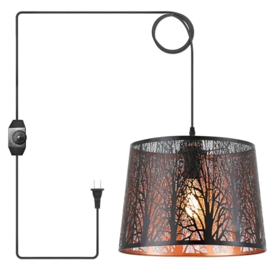 Modern Plug in Pendant Light with 4Feet Handmade Woven Light Cord Dimmable Switch Swag Lamp Industrial Metal Lantern Hanging La
Modern Plug in Pendant Light with 4Feet Handmade Woven Light Cord Dimmable Switch Swag Lamp Industrial Metal Lantern Hanging La