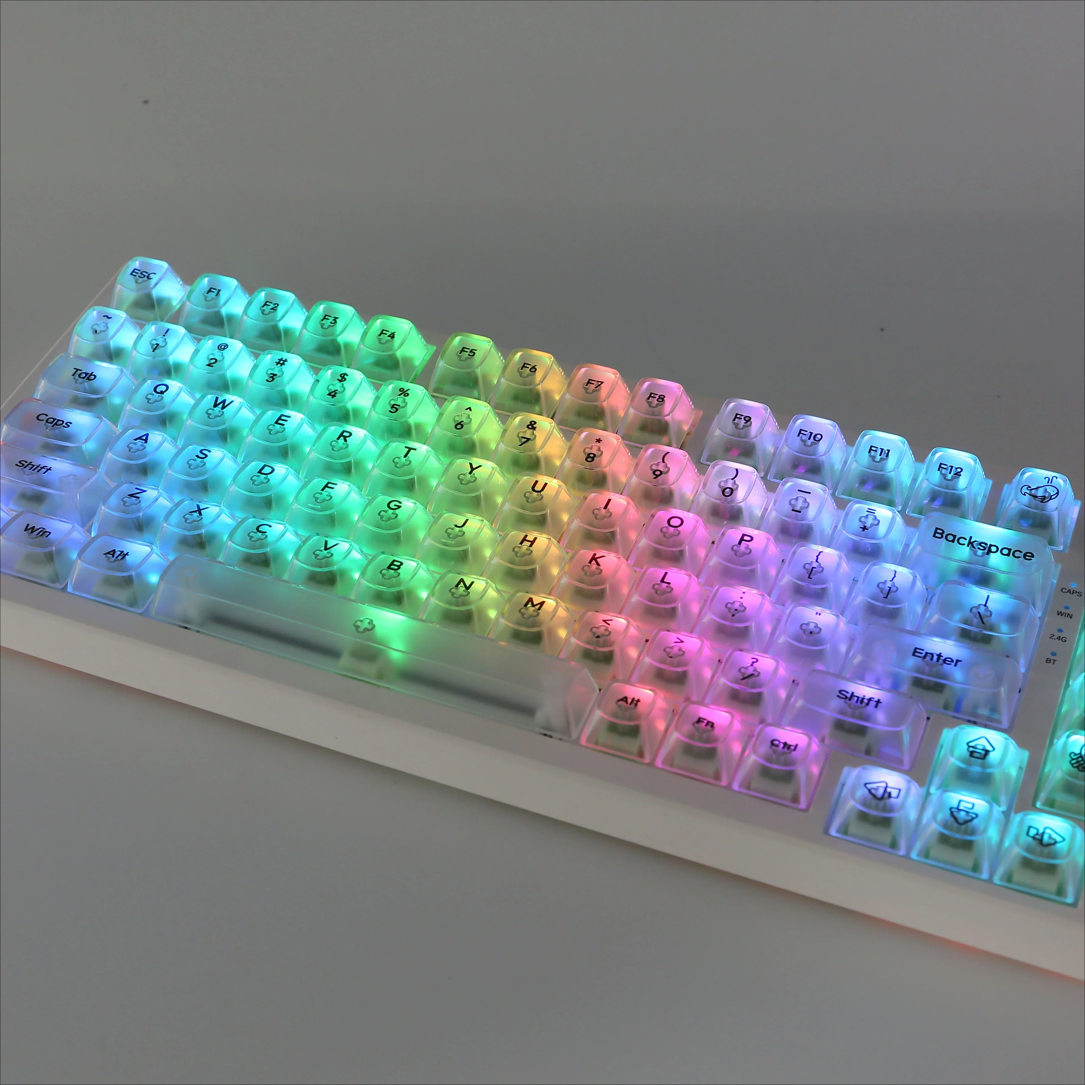 Mechanical keyboard Transparent keycaps Original height PC material 155 keys Full set Customized RGB lighting effects
Mechanical keyboard Transparent keycaps Original height PC material 155 keys Full set Customized RGB lighting effects