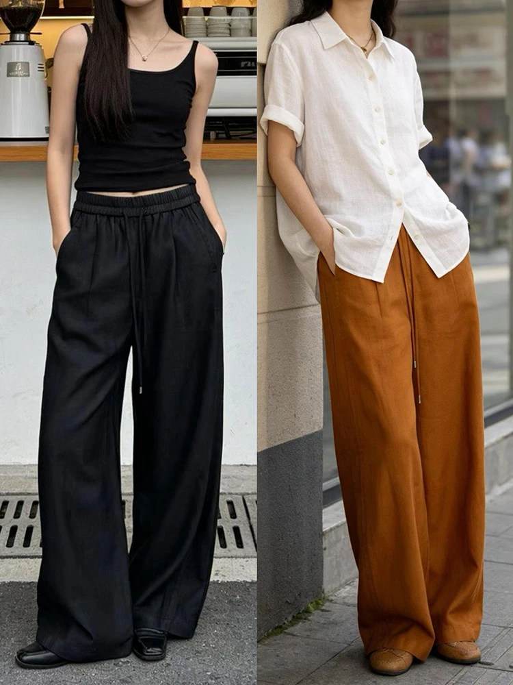 Loose Comfortable Wide Leg Pants Straight Cut Linen Elastic Waist Holiday Long Trousers Simple Style Color Women's Casu...
Loose Comfortable Wide Leg Pants Straight Cut Linen Elastic Waist Holiday Long Trousers Simple Style Color Women's Casu...