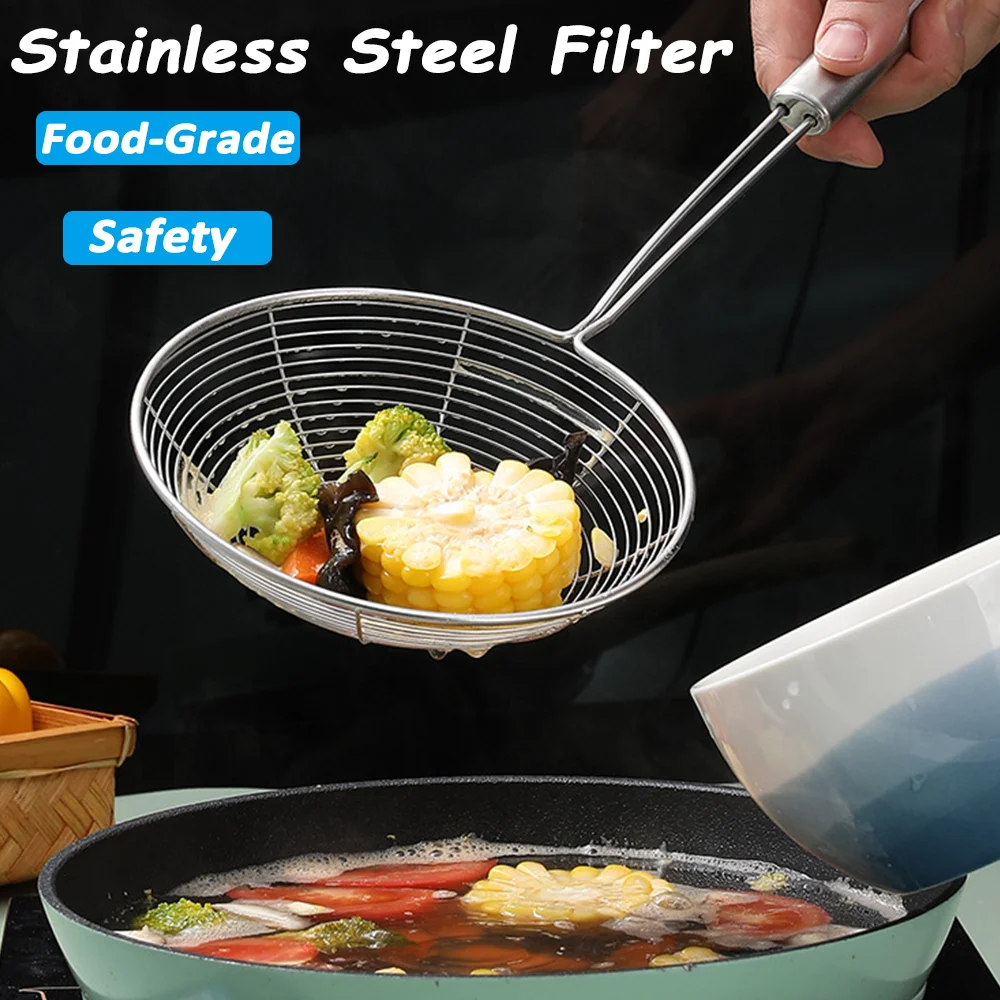 Stainless Steel Oil Frying Filter Fine Mesh Skimmer French Fries Chicken Filter Food-Grade Kitchen Cooking Tool Food Strainer
Stainless Steel Oil Frying Filter Fine Mesh Skimmer French Fries Chicken Filter Food-Grade Kitchen Cooking Tool Food Strainer