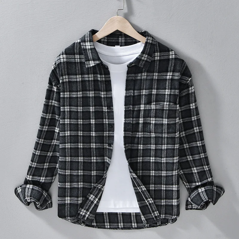 100% Cotton Japanese-style Plaid Fresh Long Sleeve Shirt for Men 2025 Autumn Fashion Versatile Casual Brushed Fleece Check Top
100% Cotton Japanese-style Plaid Fresh Long Sleeve Shirt for Men 2025 Autumn Fashion Versatile Casual Brushed Fleece Check Top