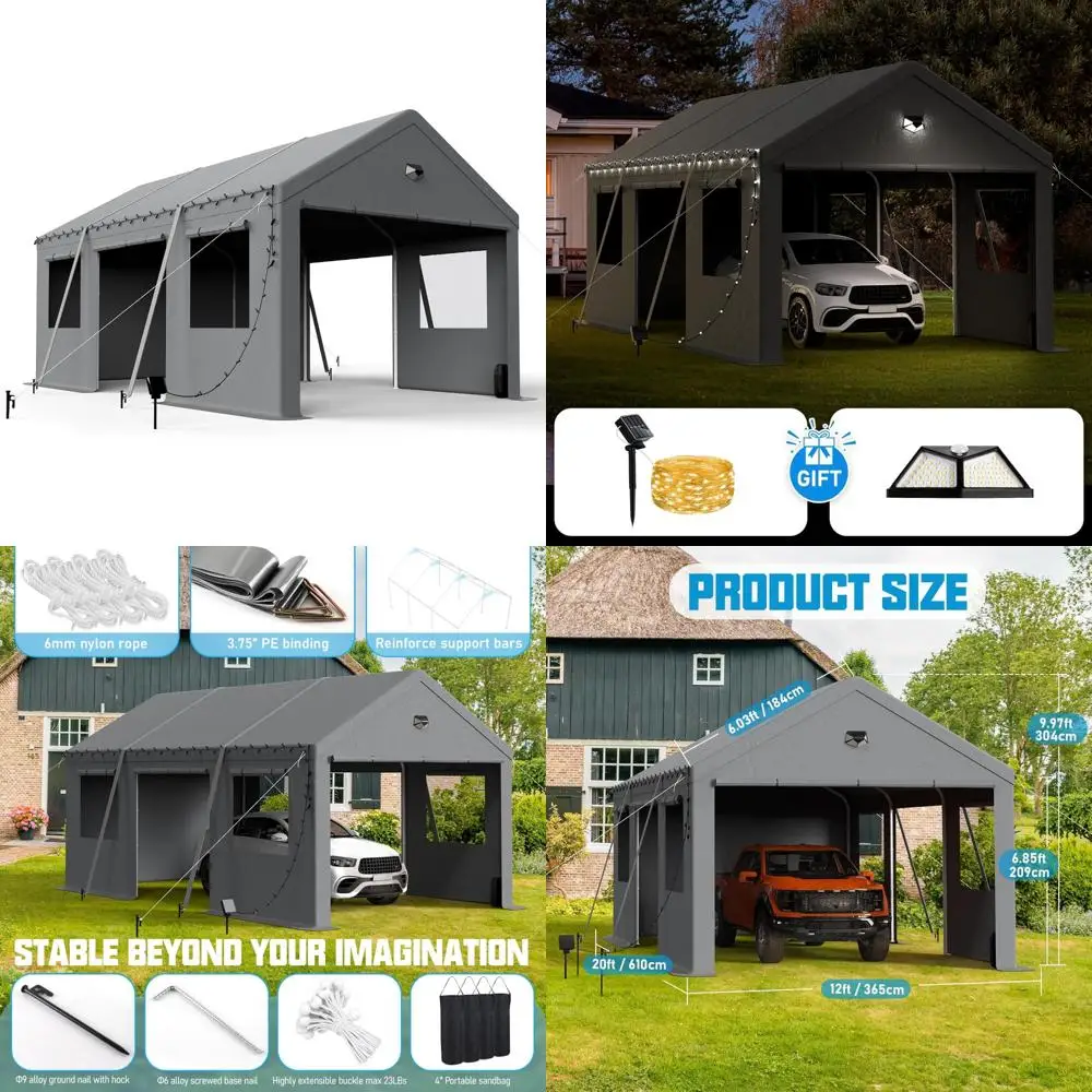 Сверхмощный портативный карман с откатными дверцами на молнии и боковыми стенками, серый, навес для карспорта 12x20 для защиты внедорожников
Сверхмощный портативный карман с откатными дверцами на молнии и боковыми стенками, серый, навес для карспорта 12x20 для защиты внедорожников