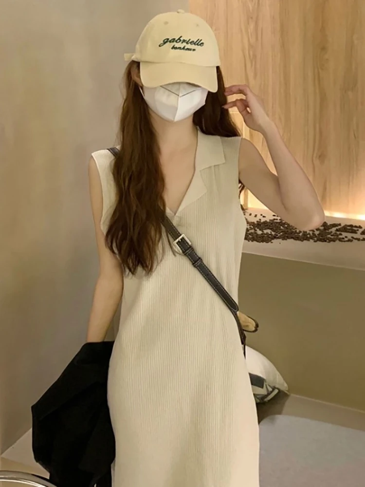 Salt Series Knitted Sleeveless Vest Summer New Style Korean Sweet Collar Casual Retro Knee-Length Dress Women's Fashion
Salt Series Knitted Sleeveless Vest Summer New Style Korean Sweet Collar Casual Retro Knee-Length Dress Women's Fashion
