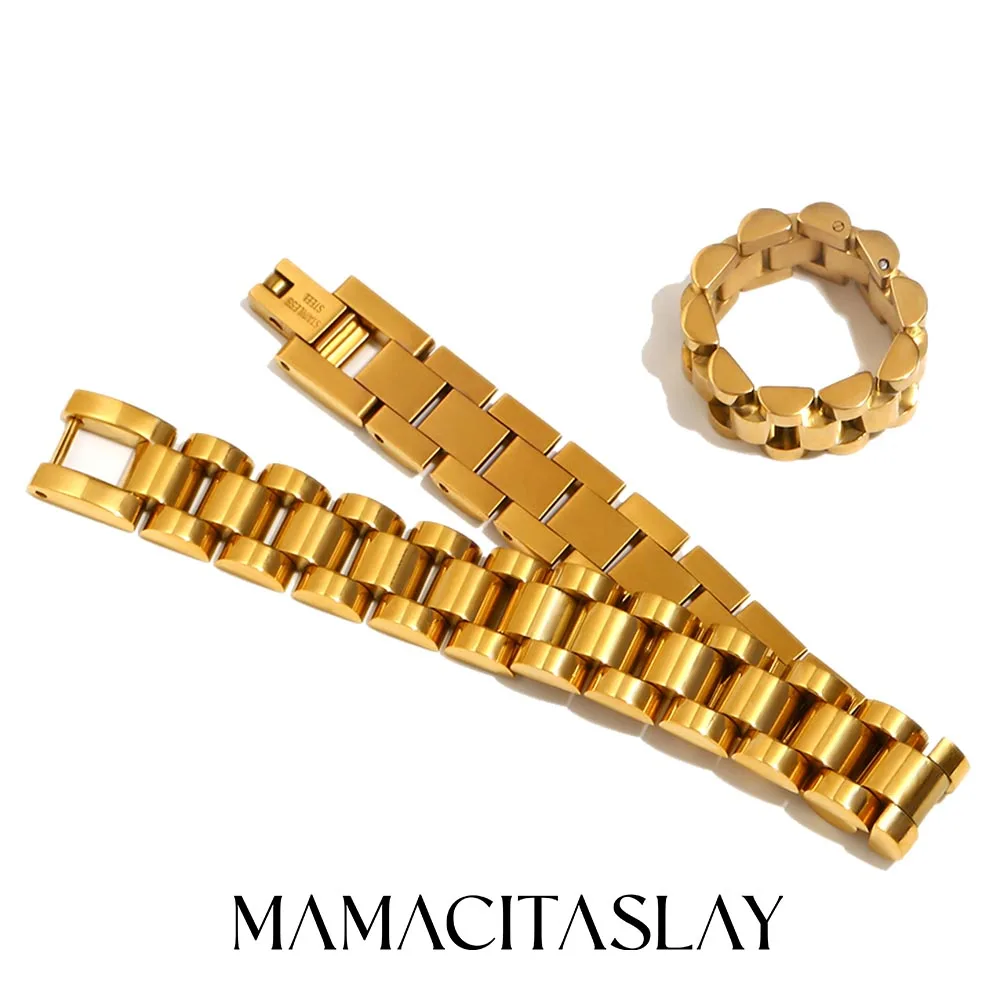 MamacitaSlay Classic Stainless Steel Watch Strap Bracelet Ring 2PCS Couple's Waterproof Jewelry Set Unisex High Quality Gift
MamacitaSlay Classic Stainless Steel Watch Strap Bracelet Ring 2PCS Couple's Waterproof Jewelry Set Unisex High Quality Gift