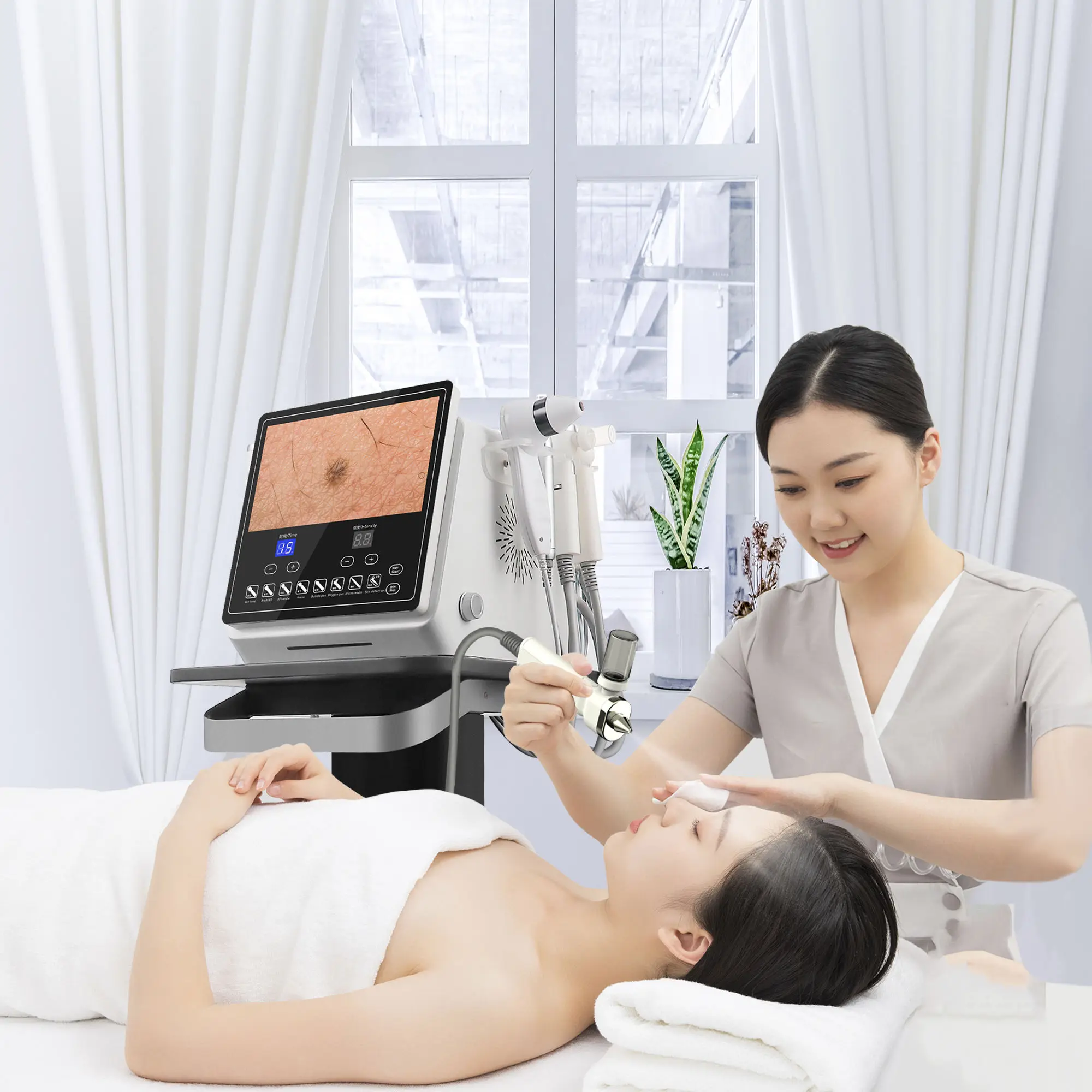 8 in 1 Facial Machine with Skin Analyzer for Deep Cleansing RF LED Light Therapy Machine for Skin Care
8 in 1 Facial Machine with Skin Analyzer for Deep Cleansing RF LED Light Therapy Machine for Skin Care