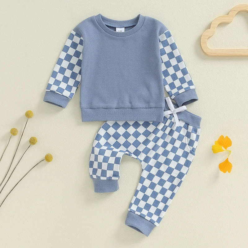 Autumn Toddler Kids Baby Boys Outfits Waffle Checkerboard Long Sleeve Sweatshirts Elastic Waist Long Pants with Pockets
Autumn Toddler Kids Baby Boys Outfits Waffle Checkerboard Long Sleeve Sweatshirts Elastic Waist Long Pants with Pockets