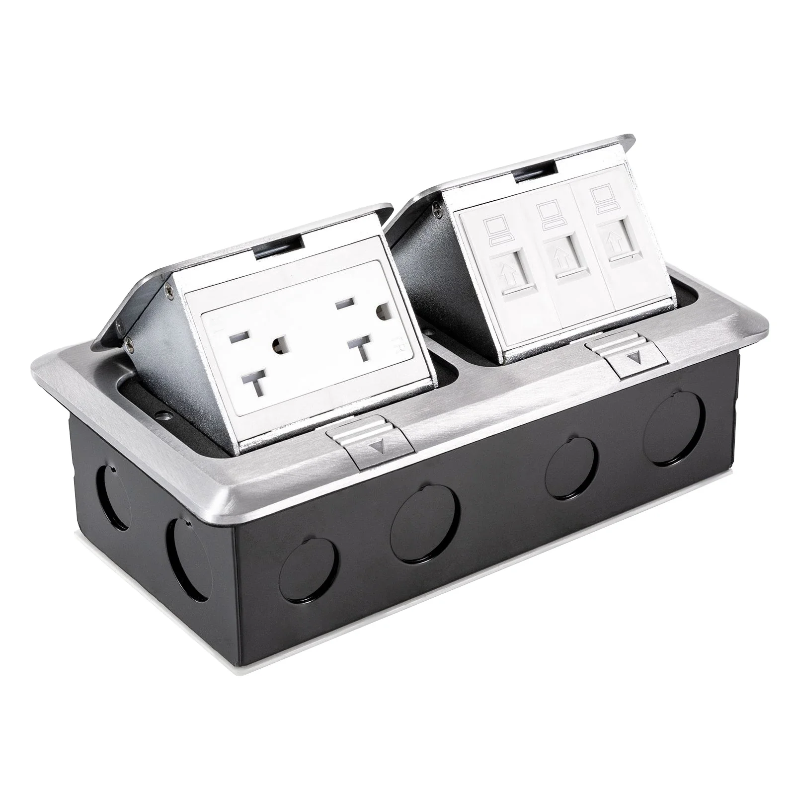 Dual Pop Up Socket with 2 x 20A US Jacks and 3 x LAN Ports, Aluminum Alloy Panel, Waterproof, and Safety Features for
Dual Pop Up Socket with 2 x 20A US Jacks and 3 x LAN Ports, Aluminum Alloy Panel, Waterproof, and Safety Features for