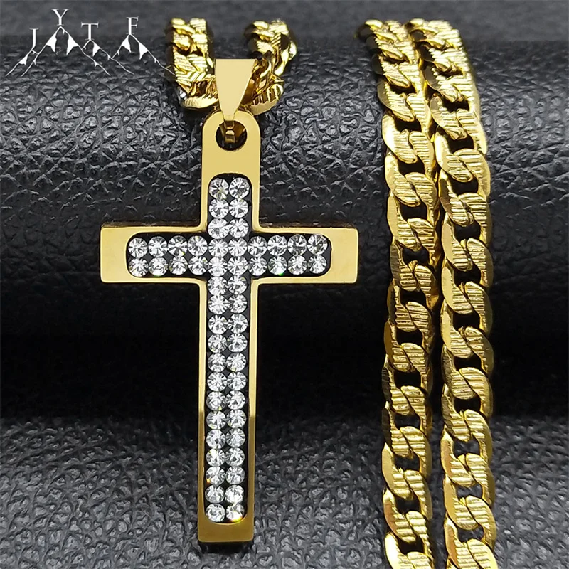 Christian Crystal Cross Pendant Necklace for Men Women Stainless Steel Gold Color Rhinestone Religion Necklaces Jewelry NZZZ493
Christian Crystal Cross Pendant Necklace for Men Women Stainless Steel Gold Color Rhinestone Religion Necklaces Jewelry NZZZ493