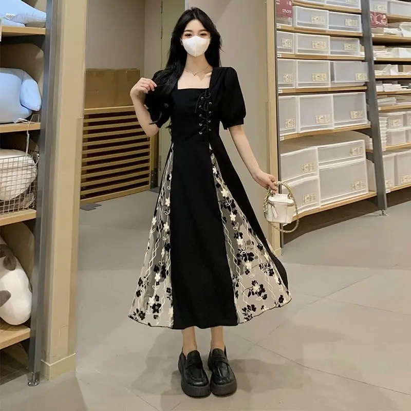 plus Size Women's Design Sensation Dress Summer New Style Slimming Mesh Splicing Retro Small Audience A-Line Skirt Knitted
plus Size Women's Design Sensation Dress Summer New Style Slimming Mesh Splicing Retro Small Audience A-Line Skirt Knitted