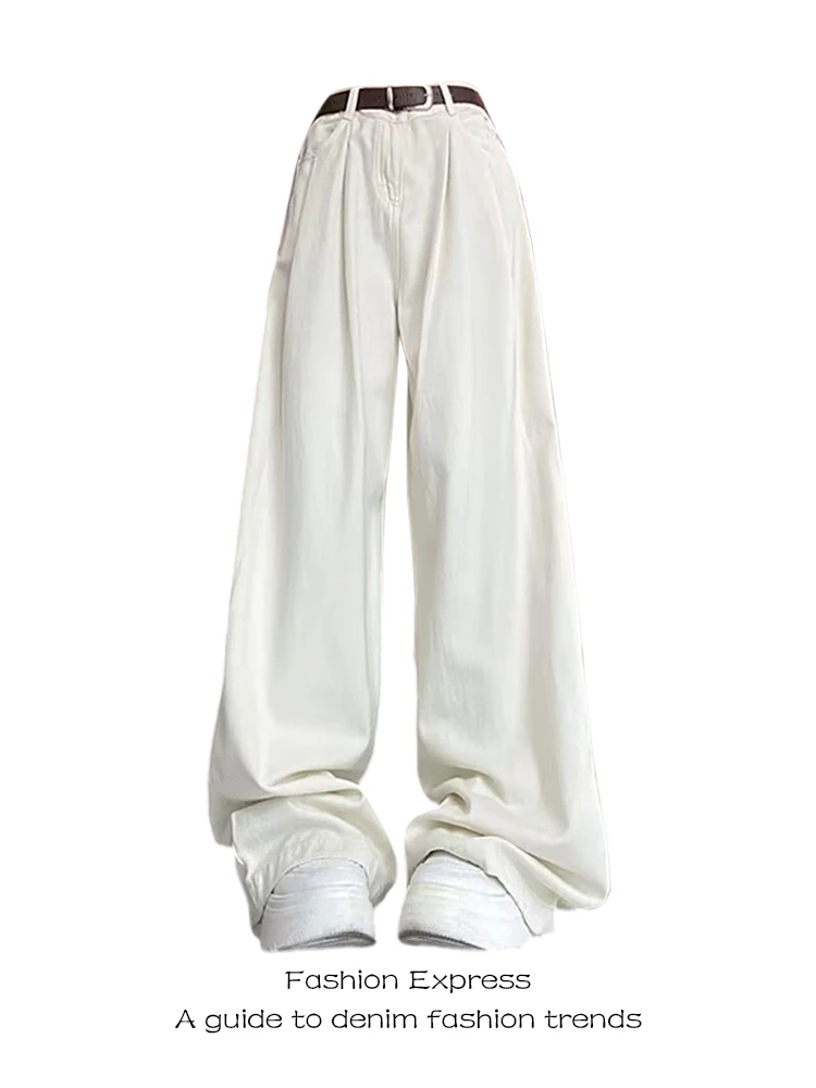 Женские джинсы с высокой талией, прямые, широкие штанины, белые, осенне-зимние, новые, облегающие, повседневные, джинсовые брюки с высокой талией
Женские джинсы с высокой талией, прямые, широкие штанины, белые, осенне-зимние, новые, облегающие, повседневные, джинсовые брюки с высокой талией