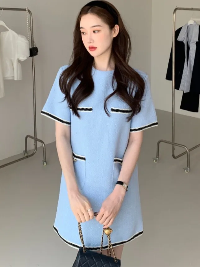 Chic Early Spring Simple round Ne Color Blo ket Design Loose ort Sve Tweed Dr Women's Faion Spring Summer
Chic Early Spring Simple round Ne Color Blo ket Design Loose ort Sve Tweed Dr Women's Faion Spring Summer