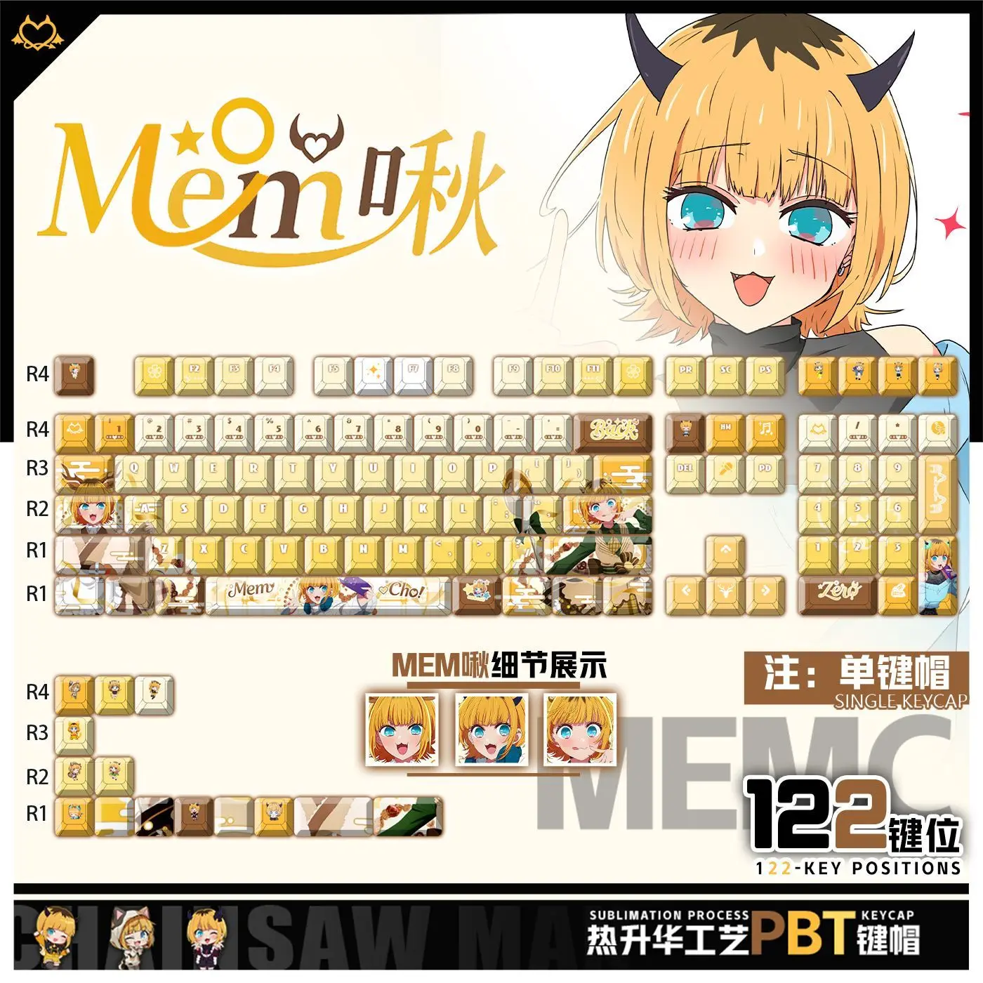 122 Keys OSHI NO KO MEMちょ Custom Keycaps Anime Chreey PBT Transparent Game Key Cap for Made68 Wooting 60 Mechanical Keyboard
122 Keys OSHI NO KO MEMちょ Custom Keycaps Anime Chreey PBT Transparent Game Key Cap for Made68 Wooting 60 Mechanical Keyboard