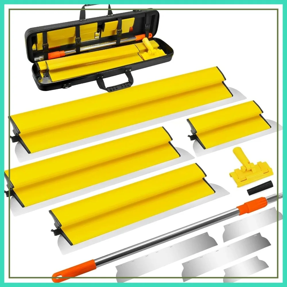 Drywall Skimming Blade Set: 10", 16", 24", 32" Stainless Steel Blades & Extension Handle with Case
Drywall Skimming Blade Set: 10", 16", 24", 32" Stainless Steel Blades & Extension Handle with Case