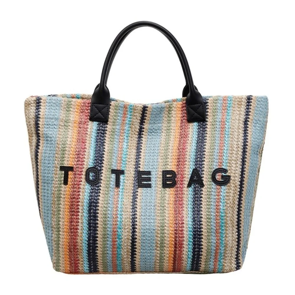 Simple Woven Straw Tote Bag Letter Large Capacity Striped Handbags Shoulder Bag Tote Pouch Armpit Bags Summer
Simple Woven Straw Tote Bag Letter Large Capacity Striped Handbags Shoulder Bag Tote Pouch Armpit Bags Summer