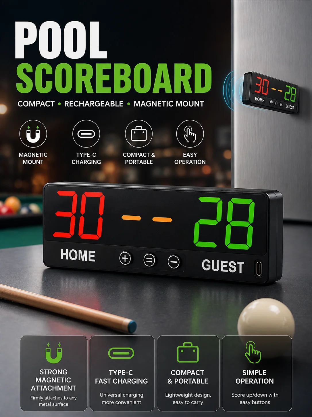 hit productCheetie LED Billiard Scoreboard Digital Snooker Scoring Board Control Electronic Match Score Keeper for Pool Club Are
hit productCheetie LED Billiard Scoreboard Digital Snooker Scoring Board Control Electronic Match Score Keeper for Pool Club Are
