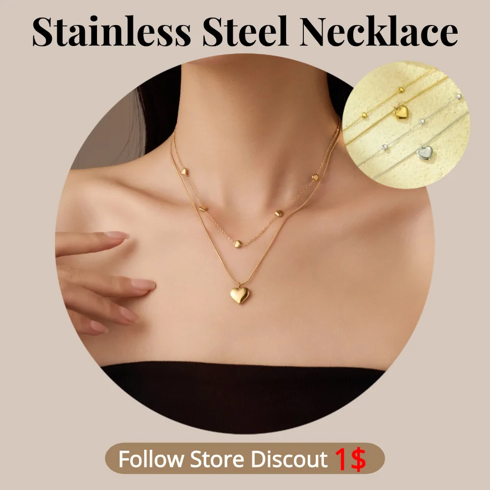 Stainless Steel Heart Pendant Chain Necklace Plated 18k Gold Non Tarnish Waterproof Trendy Fashion Jewelry Necklace For Women
Stainless Steel Heart Pendant Chain Necklace Plated 18k Gold Non Tarnish Waterproof Trendy Fashion Jewelry Necklace For Women