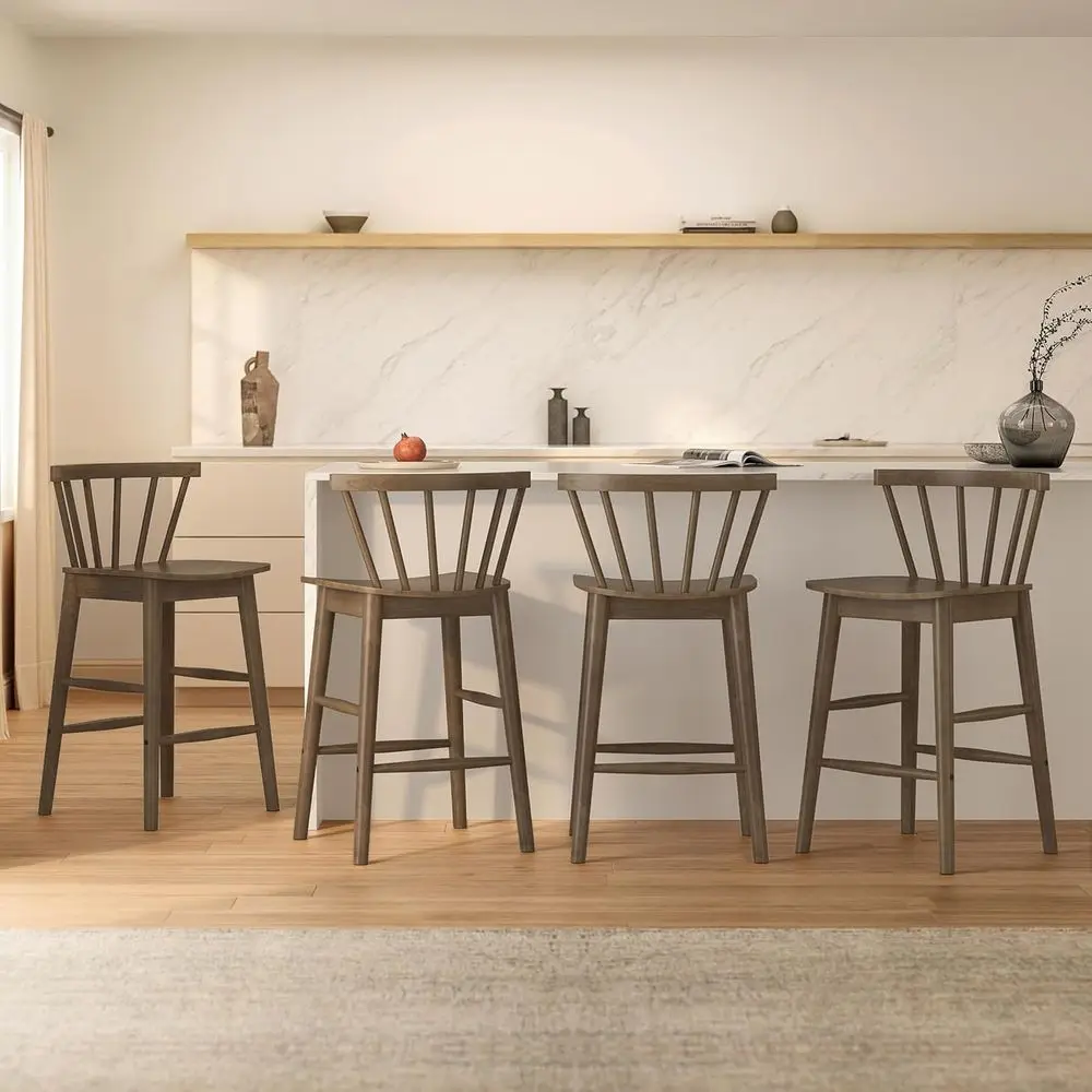 Set of 4, 24 Wooden Bar Stools with Backrest and Footrest for Kitchen Island or Casual Dining, Brown
Set of 4, 24 Wooden Bar Stools with Backrest and Footrest for Kitchen Island or Casual Dining, Brown