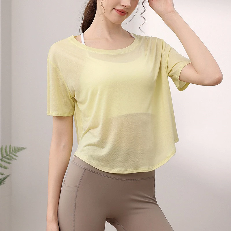 Elegant Yoga Top Women's Loose Breathable Running Fitness Short Sleeve T-Shirt Pilates Sport Cover up round Neck Pullover
Elegant Yoga Top Women's Loose Breathable Running Fitness Short Sleeve T-Shirt Pilates Sport Cover up round Neck Pullover
