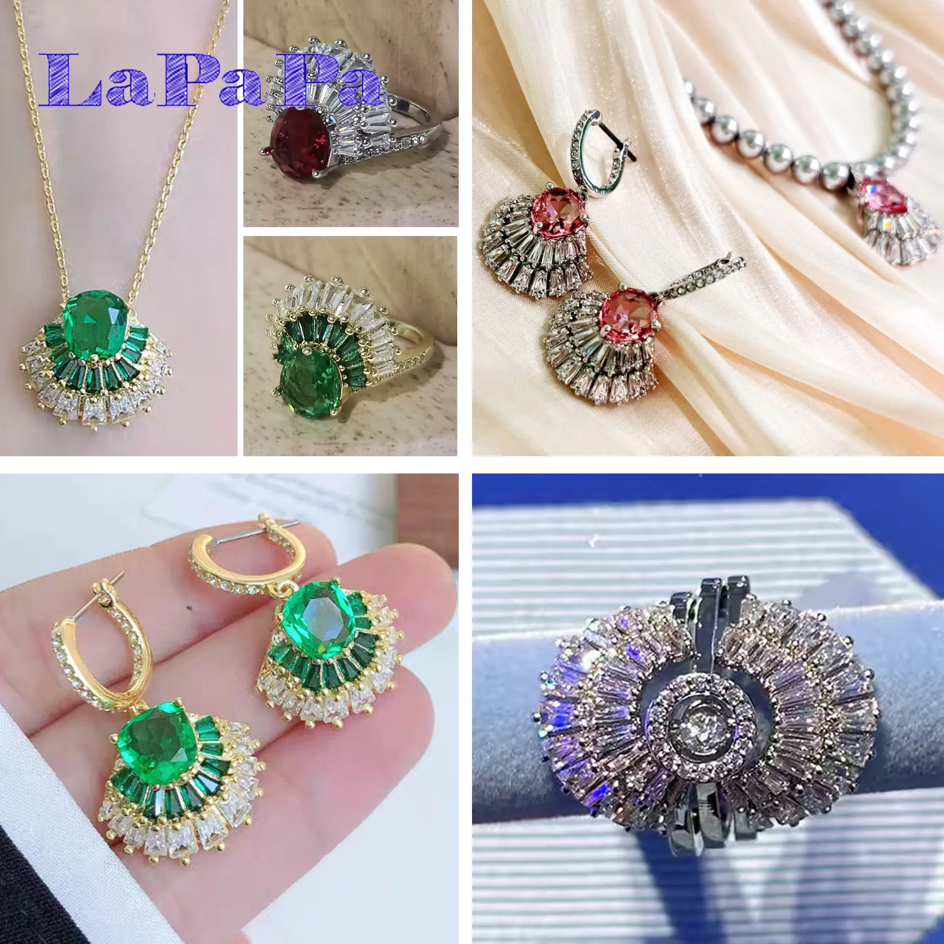 2025 New Trend Dazzling Pink Crystal Fine Jewelry Set Luxury Green Crystal Women's Fan Necklace Earrings Bracelet Stacking Ring
2025 New Trend Dazzling Pink Crystal Fine Jewelry Set Luxury Green Crystal Women's Fan Necklace Earrings Bracelet Stacking Ring