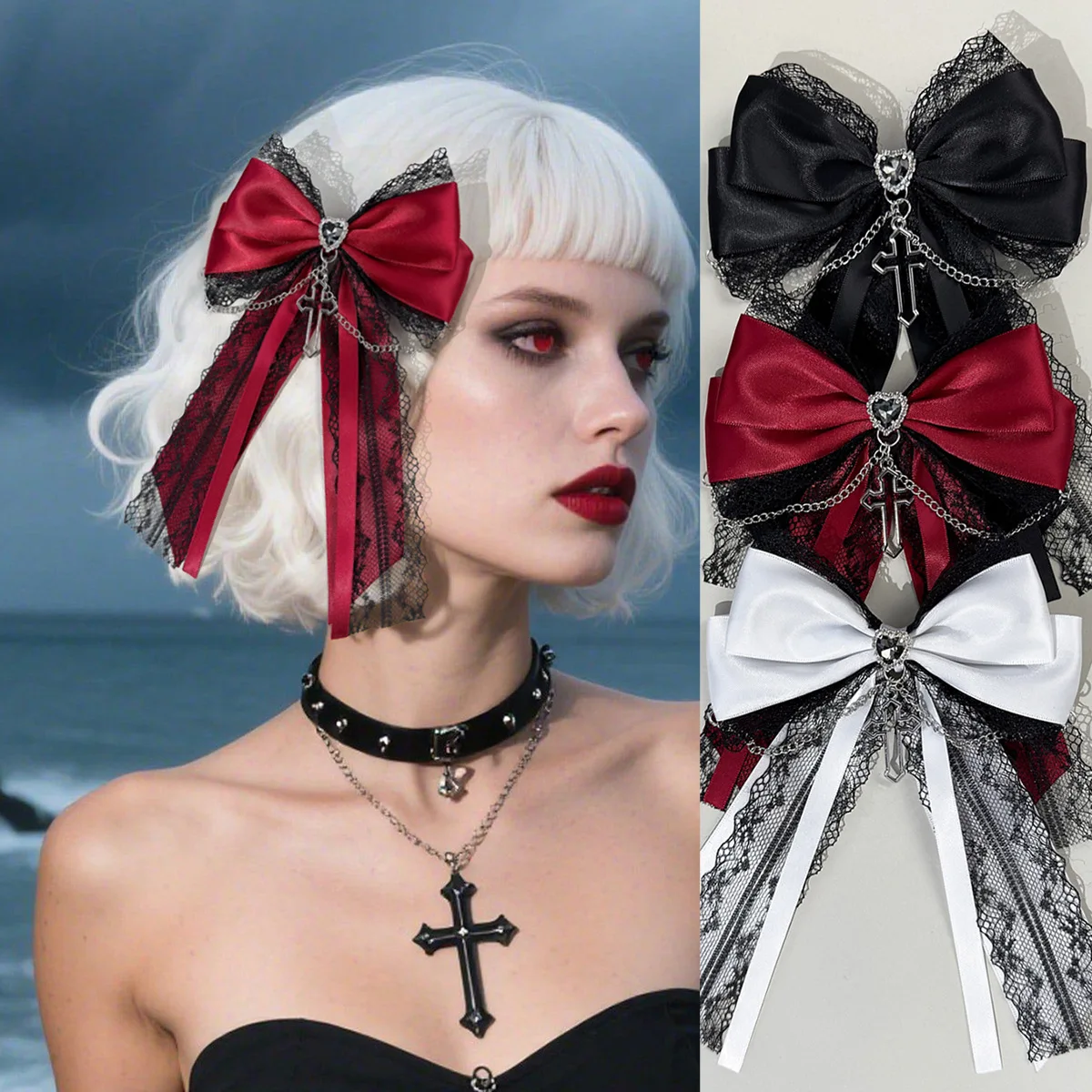 24 Pcs Dark Lolita Gothic Style Hair Clips with Long Tassel Lace Ribbon Bow Ladies' Barrettes Y2K Trend Bulk Pack for Women
24 Pcs Dark Lolita Gothic Style Hair Clips with Long Tassel Lace Ribbon Bow Ladies' Barrettes Y2K Trend Bulk Pack for Women