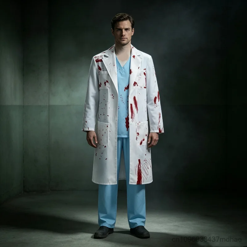 Scary Bloody Doctor Costume Unisex Blood Stain White Coat Blue Surgical Uniform Halloween Zombie Surgeon Party Cosplay Outfit
Scary Bloody Doctor Costume Unisex Blood Stain White Coat Blue Surgical Uniform Halloween Zombie Surgeon Party Cosplay Outfit
