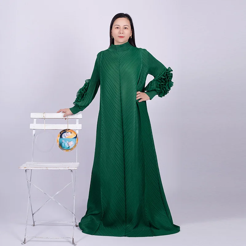Pleated Midi Long Skirt Ruffled Mesh Long Sleeves Half High Neck Solid Color Vintage Style Elegant 2023 Early Spring Fashion
Pleated Midi Long Skirt Ruffled Mesh Long Sleeves Half High Neck Solid Color Vintage Style Elegant 2023 Early Spring Fashion